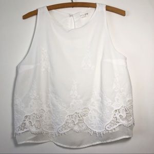 Maison Jules cut-out lace crop top